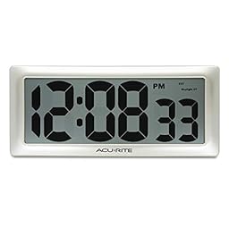 AcuRite 13.5” Large Digital Indoor Wall Clock with Intelli-Time Technology (75173M), Champagne