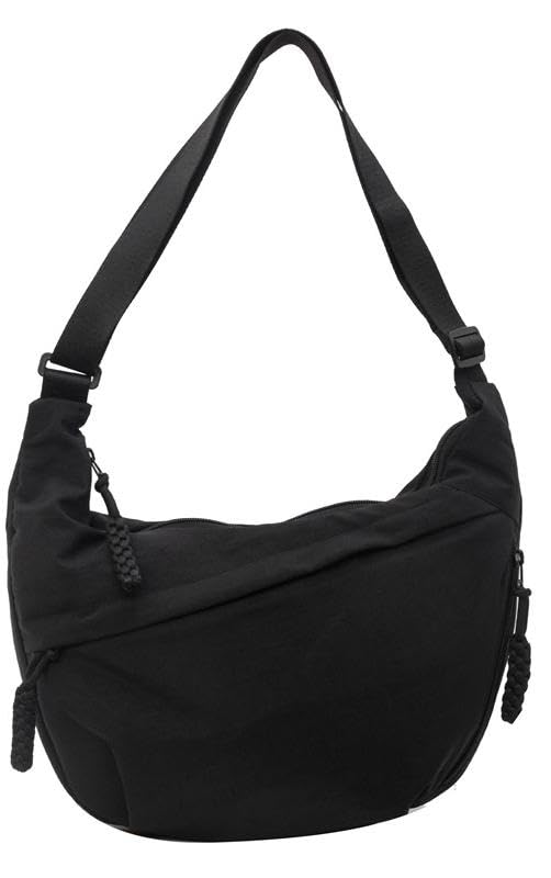 Nylon Crescent Crossbody Bag for Women Shoulder Tote Handbag Casual Sling Bag Dumpling Purse Bag for Outdoor Travel