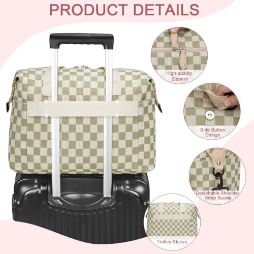 Image of Pritent Diaper Bag Tote - Diaper Baby Bags with Pacifier Case, Shoulder Straps, Stroller Clips, Waterproof Large Mommy Maternity Travel Baby Bag for Mom and Dad, Checkered green, Medium