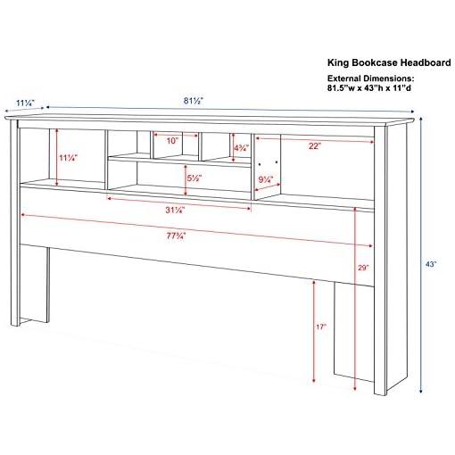 Prepac King Bookcase Headboard, White Beachfront Decor