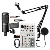 YAMAHA / AG03MK2 WHITE AT2020 PCユーザー向け 配信/DTMセット -AT2020コンデンサーマイク、3mマイクケーブル、ポップブロッカー、アームスタンド、AUXケーブル-