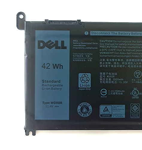 Dell Batería original WDX0R 42 Whr 4 celdas 11,4 V para Dell Inspiron 13 5368 5378 7368 7378, Inspiron 15 5565 5567 5568 5578 7560 7570 7579 7569 P58F e Inspiron 17 5765 5767 (tipo WDX0R)