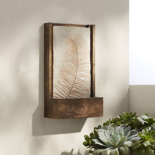 Hayat Rustic Outdoor Wall Water Fountain 23 1/4" High Leaf Waterfall For Garden Patio Backyard Deck Home Lawn Porch House Relaxation Exterior Balcony Entryway Hallway Office - John Timberland #TOP25