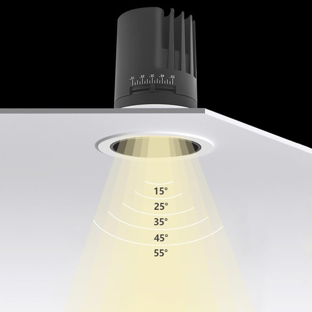 XBTGS 8 focos LED empotrables – 7,6 cm reajuste de globo ocular GHT redondo de aluminio Bafle Trim LED empotrable luz de día acabado negro tamaño de corte GHT 75 mm, 6000 K, 6000 K