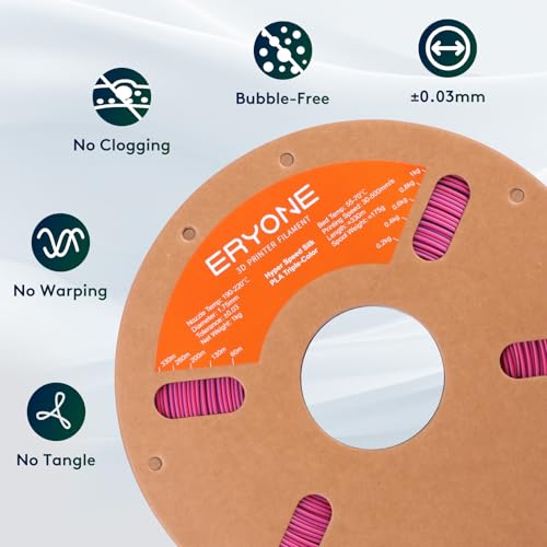 Image of ERYONE Silk Filament PLA+ 1.75mm Shiny 3D Printer Filament, Multicolor PLA 3 in 1, 1kg (2.2LBS) /Spool, HS Silk Tri Color Red Blue Green