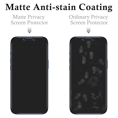 Pokolan 3 Pack Matte Privacy Screen Protector for iPhone 13, 13 Pro, iPhone 14, Anti-Glare matt Tempered Glass, Anti Spy - Image 4