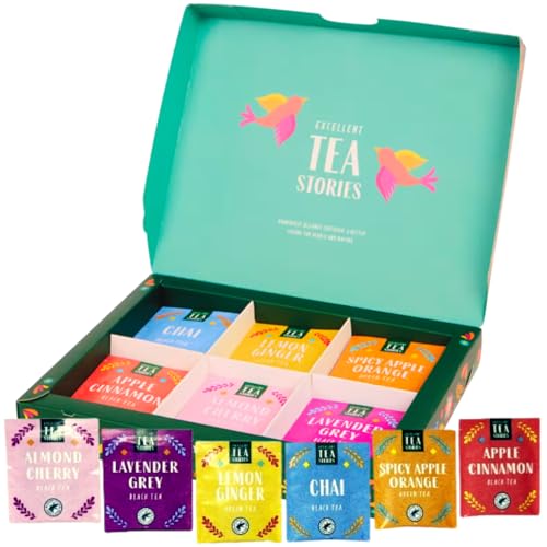 Set de selección de regalo de tés gourmet - Surtido de 24 bolsas, Discovery 6 sabores refinados - Tés verdes y negros puros de Ceilán - Anjel