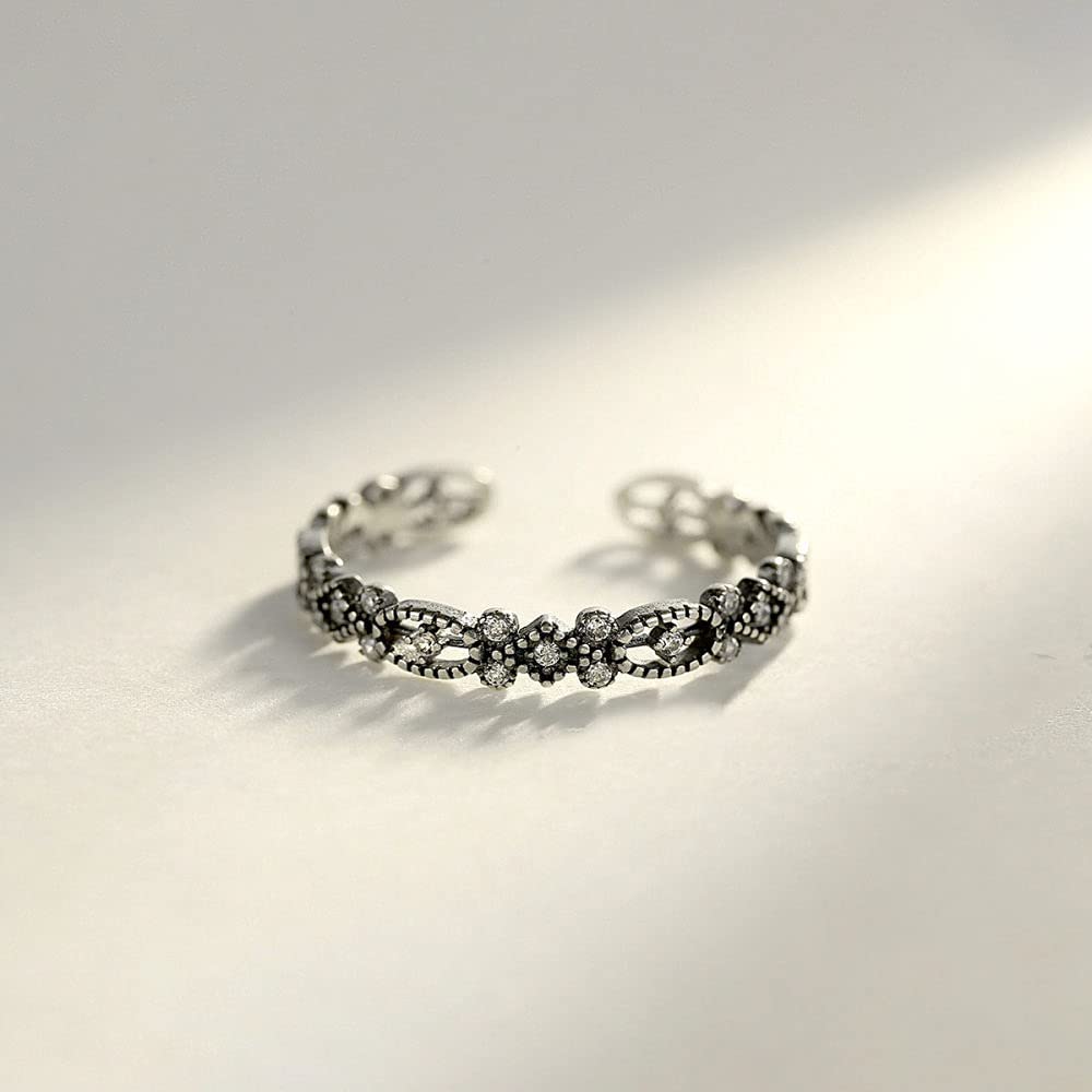 Anello aperto regolabile da donna - Palazzo intarsiato con anello da dito in zircone 3A, anello congiunto impilabile di tendenza, regali di compleanno economici unici per donne e