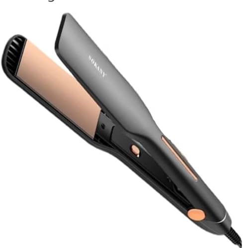 Hair Straightener Flat Iron with Rose Gold Plates | Ceramic Coating, Wide Plates, Corded, Straightening & Curling, Sleek Design