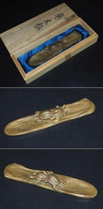 伝統工芸　須賀月真作　銅鋳造法　亀文鎮　共箱つき 伝統工芸 須賀月真作 銅鋳造法 亀文鎮 共箱つき 伝統工芸