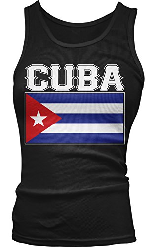 Amdesco Junior's Cuban Flag, Flag of Cuba Tank Top, Black Medium