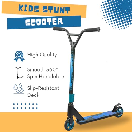 Trendi Pro Stunt Scooter | 360° Spin Handlebar Freestyle Trick Scooter with ABEC-7 Bearings | Durable Street Stunt Scooter for Boys, Girls & Teens Age 6+ (Blue) - 2