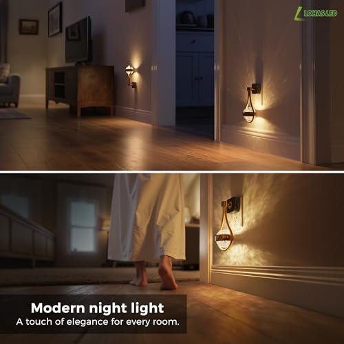 Image of L LOHAS LED Night Lights Plug Into Wall: 2 Pack Star Projector Nightlight, Dusk to Dawn Sensor, 3000K Soft White, 330Rotating Globe Night Light for Bedroom, Hallway, Home Decor, Gaming Room