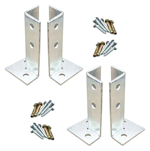 Base for Poste de terraza, Base Ajustable, Soportes de Acero Inoxidable galvanizado, Anclaje de Madera Resistente for barandilla de pabellón (4 Piezas)(Height 200mm)