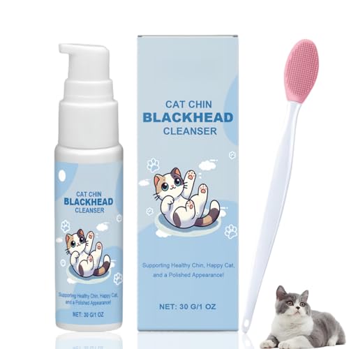 Cat Chin Acne Care Kit Cat Chin Cleaner with Silicone Brush Cat Acne Treatment & Blackhead Remover Cat Self Groomer for Black Chin Gently Cleans Chin Acne and Blackhead Keeps Cats Chin Clean