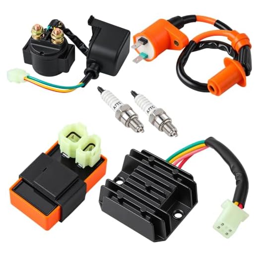 CNCMOTOK High Performance Racing GY6 Ignition Coil Voltage Regulator Rectifier Solenoid Relay 6 Pin AC CDI Spark Plug Kit for 50cc 125cc 150cc ATV Quad Go Kart Moped Scooter