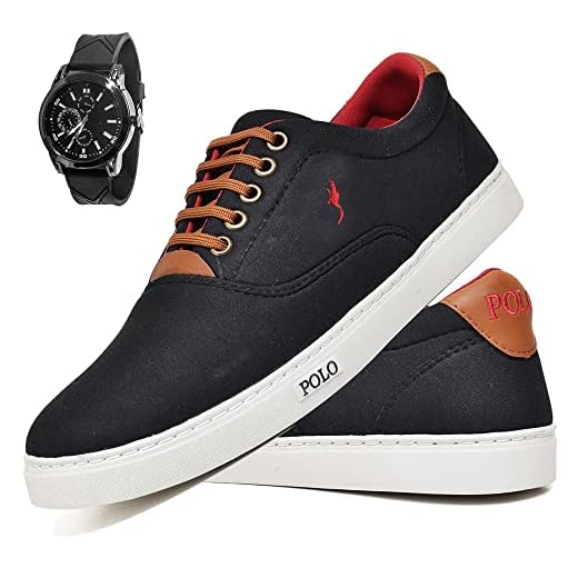 Tênis Sapatênis Masculino Polo Blu Casual Preto Kit Acompanha Relógio de