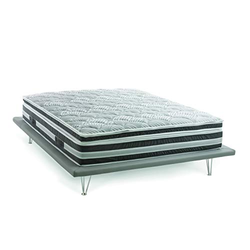 TALAMO ITALIA Matelas déhoussable à Microressorts ensachés (800 Simple et 1 600 Doubles), Memory Foam et Pillowtop 9 Zone, H 32 cm Environ, 160x190 Cover