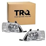 TRQ 2 Piece Headlight Assembly Set Chrome Bezel Driver & Passenger Side Compatible with Honda CR-V 1997-2001 HO2502112 HO2503112 33101S10A01 33151S10A01