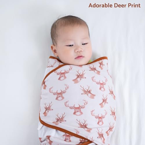 Image of LollyBanks Baby Swaddle, 100% Soft and Breathable Cotton Swaddle Sack for Boys and Girls 3-6 Months, Lightweight Infant Sleep Sack with Easy Change Zipper, Baby Essentials (Deer Head Print)