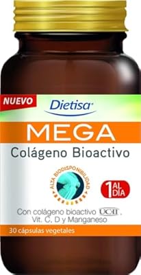 Dielisa - Mega Colágeno Bioactivo  Complemento Alimenticio con Colágeno Bioactivo  Manganeso y Vitamina C  Ayudan a Proteger las Articulaciones y Regenerar el Cartílago Articular - 30 Cápsulas