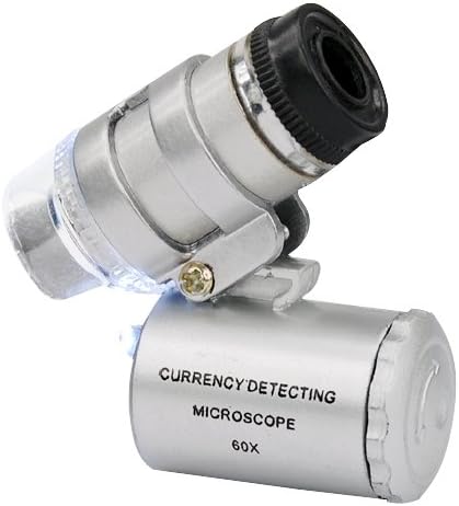 AKORD Mini Jewellery Loupe Magnifier Microscope with Illuminated LED Light and free Black PVC