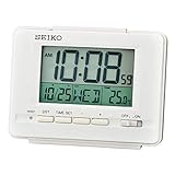 seiko digitaluhr Zifferblattfarbe: LCD Seiko LCD Wecker mit Kalender und Thermometer, weiß, 10,2 x 6 x 13,5 cm