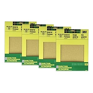 4 Pack Of 3M 9005NA 9-Inch by 11-Inch Aluminum Oxide Sandpaper, Assorted