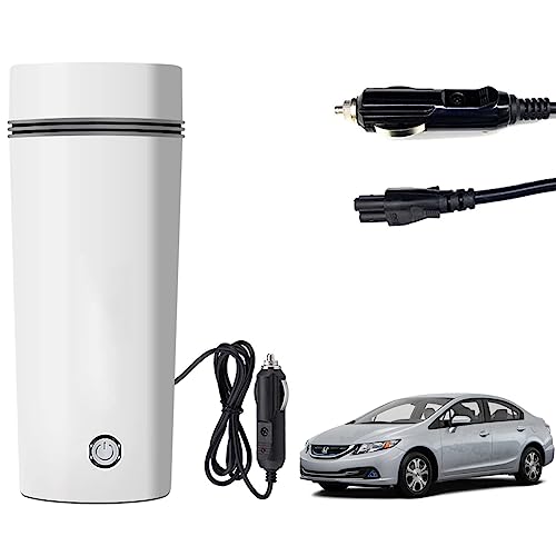 Image of Oshotto 12V Portable Electric Kettle Cup Stainless Steel Electric Kettle Auto Shut-off For Travel Camping, Road Trip Compatible with Honda Civic 2019-2026 (350ml) - White