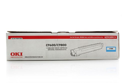 Toner Cyan OKI 42918915 consommable original pour impression laser couleur C 9600 DN