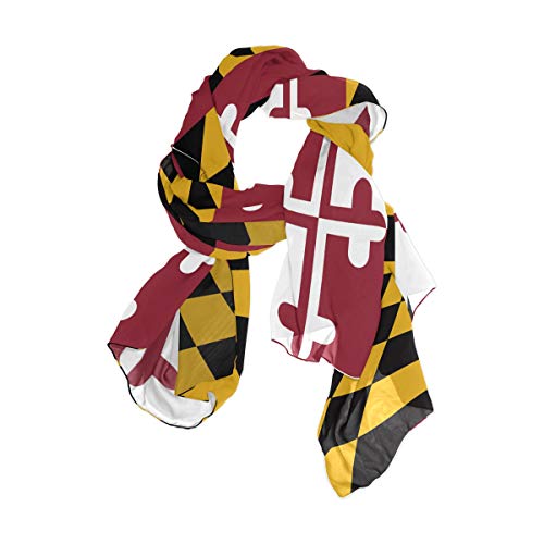 Fashion Lightweight Maryland Flag Chiffon Silk Long Scarf Shawl Wrap