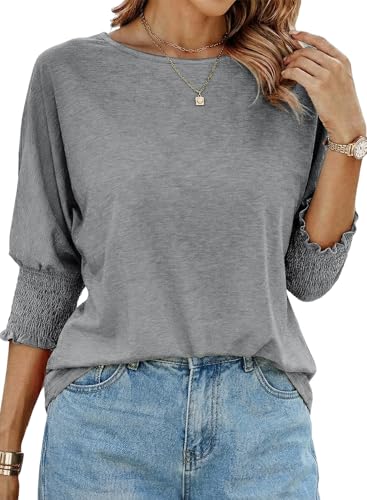 Dokotoo Summer Womens Tops Spring Short Sleeve Shirts for Women Spring 2026 Fashion Trendy Dressy Business Casual Tops Outfits Teacher for Women Grey T Shirts Clothes Clothing