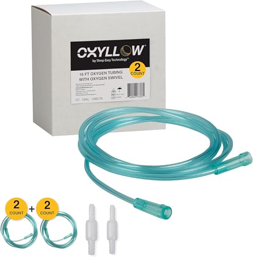 Image of Oxyllow 25 FT Oxygen Tubing & Oxygen Swivel, 2 Count, Nasal Cannula