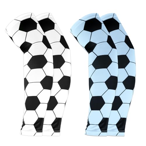 Mikovivi 2 Pares de Mangas para Niños, 2 Colores Transpirables & Elásticas Mangas de Compresión Fútbol Protección para Clase Evento Deportivo