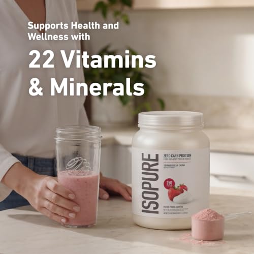 Image of Isopure Zero Carb Whey Isolate Protein Powder, Strawberries & Cream 3 LB