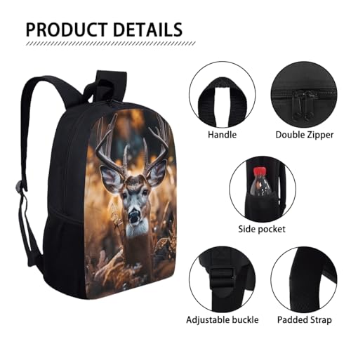 Xhuibop Camo Hunting Backpack for Boys 7-8 with Lunch Box Deer Book Bag with Lunchbox Set for Girls Middle School Bag and Lunch Bag Pencil Case Teenager Bookbag for 6th Grade Girls 5