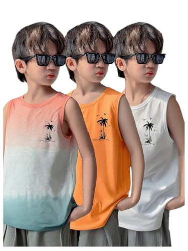 Floerns Boy's 3 Piece Tropical Graphic Tank Top Crew Neck Sleeveless Summer Tops2