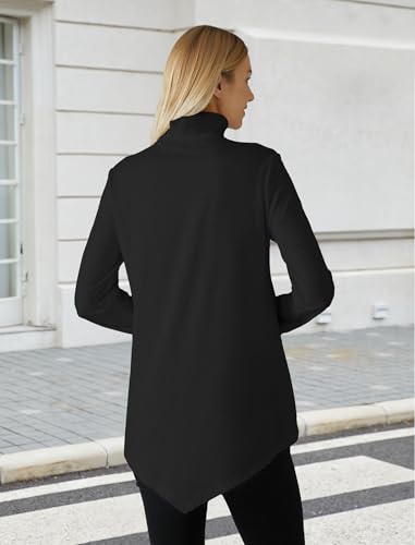 Image of JUSTFASHIONNOW Turtle Neck Shirts for Women Long Sleeve Fall Tunic Tops