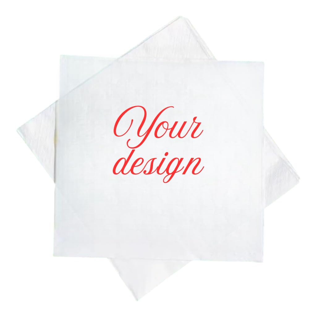 15-1000 Pcs Personalised Napkins Print Your Design - Logo Photo Text, Custom Party Serviettes for Wedding Birthday Anniversary Christmas or Company Business Event Art Deco