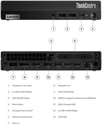 Image of Lenovo ThinkCentre Tiny M70q Gen 5 Intel 10-Core i5-14400T (Beat i7-13700T), 16GB DDR5 RAM, 512GB NVMe SSD, Bluetooth, WiFi 6, Ethernet, Display Port, HDMI, Win 11 Pro, Business Desktop, 3-Yr Wty