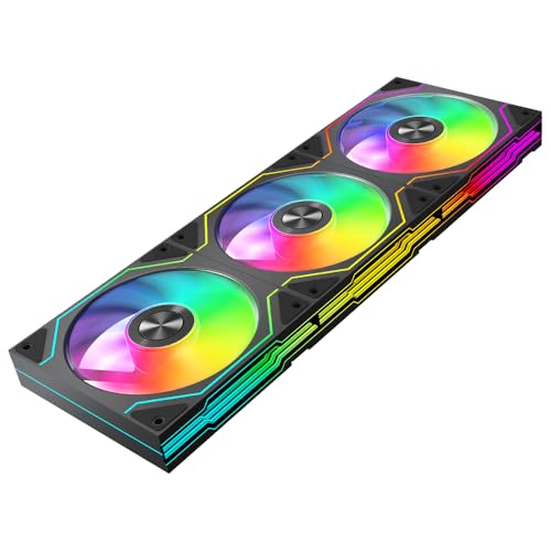 Image of Star Trall ARGB Computer Reverse Blade Case Fan,Double Sided Infinity Mirror Design Cooling Fan, 120mm CPU Case Fan PWM 800~1850RPM 58.36CFM HDB PC Case Fans(Black Reverse-3Pack)