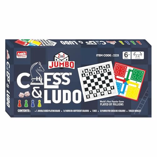 Image of Toyaffair 2in1 Chess & Ludo Jumbo Game Set - Foldable Dual-Sided Board Game with Premium Colourful Pawns- Large Family Fun Game for Kids & Adults, Ideal for Home, & Parties (Ludo Jumbo)