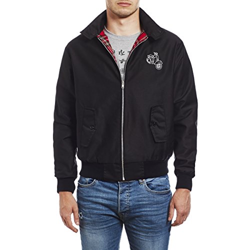 Northern Soul Vespa Scooter Embroidered Harrington Chaqueta de Hombre by 45REVS Negro/3XL
