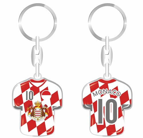 daged Porte-clés Monaco - En forme de maillot - Revêtement en résine - Effet 3D + autocollant - Fonctionnalité pratique, multicolore, 90 mm