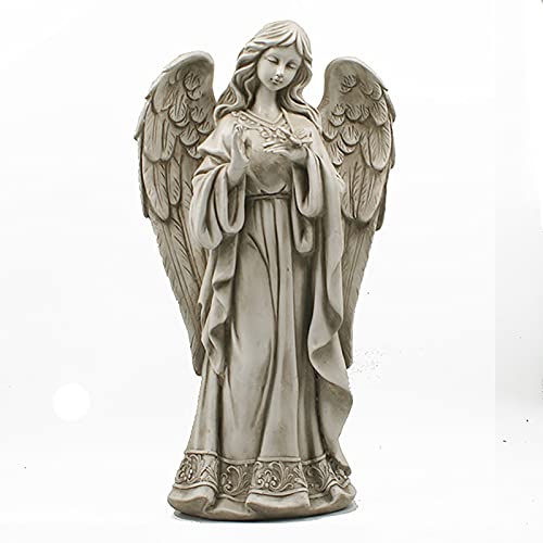 Large Praying Angel Outdoor Sculptures,Angel Standing in Prayer Outdoor Garden Statue,Antique Stone Effect Figurines for Yard Patio Deck-A 50x27.5x19cm(20x11x7inch)