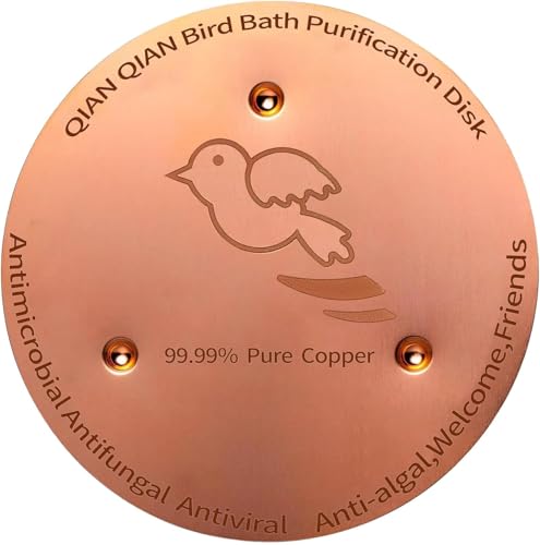 Bird Bath Copper Disk Copper Bird Bath Purification Disk Pure Copper Cleaning Disk with Triple-Point Support for Physical Safe Clean Water All-Season Universal Fit for Outdoor Bird Baths & Bowls