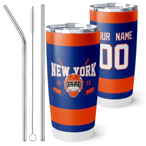 Image of ANTKING New York Tumbler 20oz Custom Name Number Travel Mug Gifts | Stainless Steel Insulated Coffee Cup for Men Women