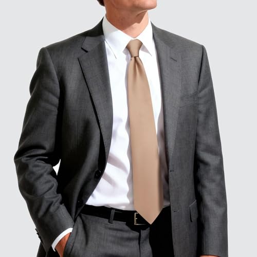 Image of Hi-Tie Men's Extra Long Solid Satin Tie Set 63 Inch /70 Inch Formal Necktie