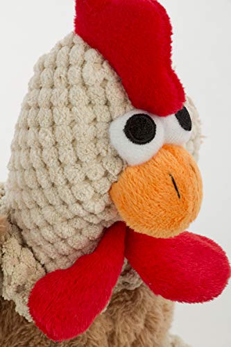 goDog Checkers Skinny Rooster Squeaky Plush Dog Toy, Chew Guard Technology - Brown, Small - Image 5