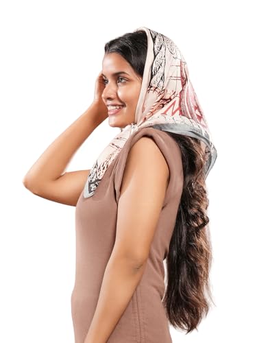Image of Printed Poly Silken feel Scarf Stole for Women | Stylish, Soft, & Lightweight | Satin Feel Neck Scarf, Hair Scarf, Head Scarf for Women